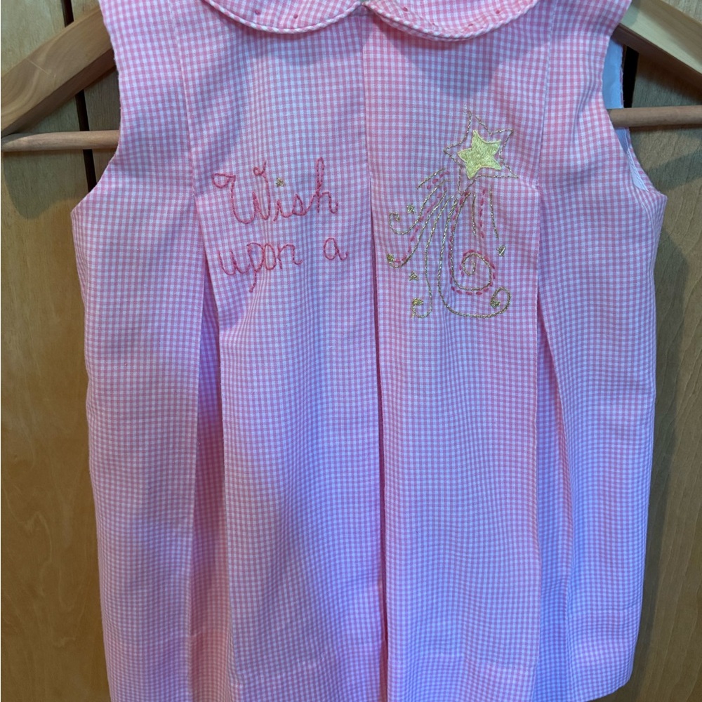 The Proper Peony Pink Gingham Embroidered Dress